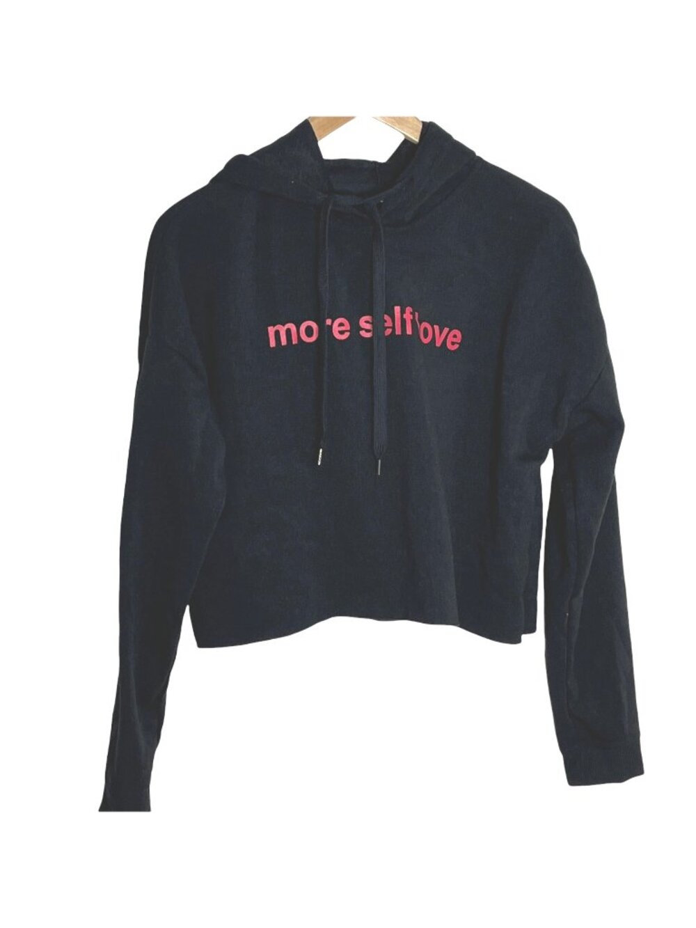 Rue21 Cropped Hoodie Womens Medium Black Red More Self Love Graphic